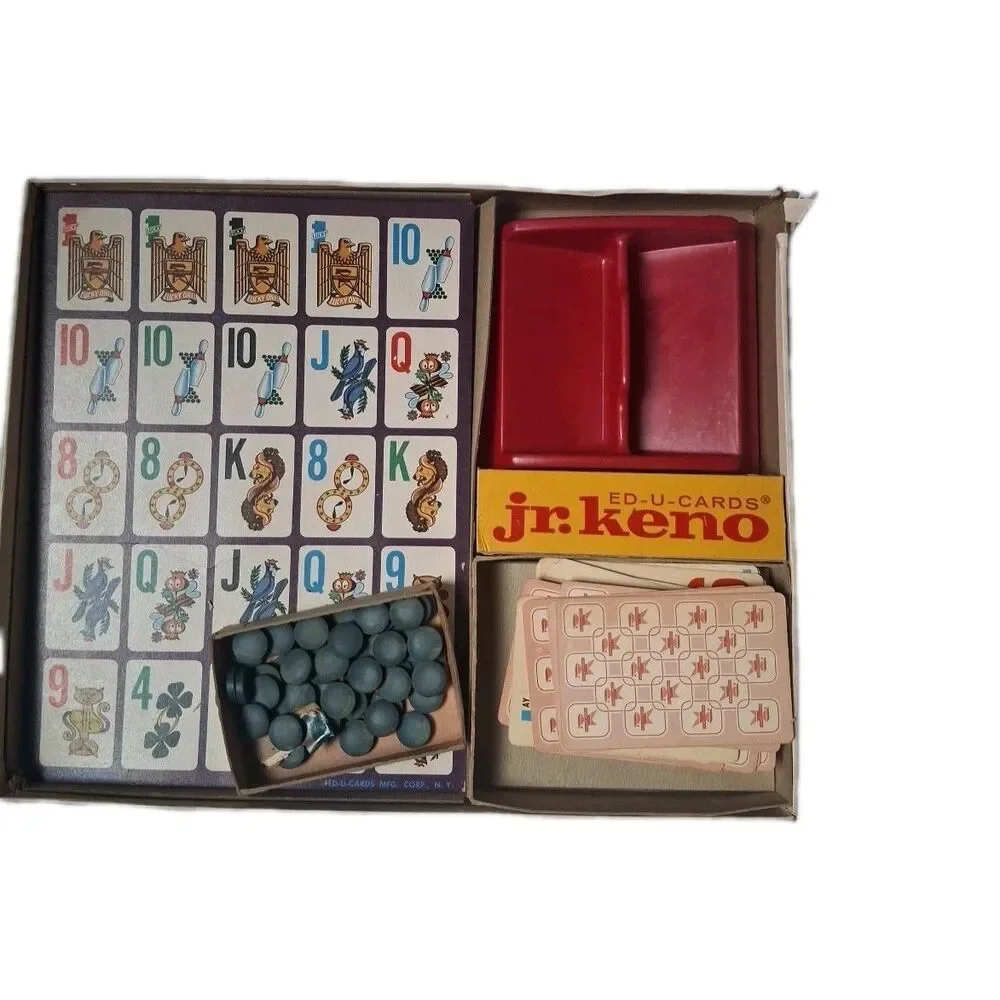 JR. KENO ED-U-CARDS Board Game 1962 Complete Nice Condition